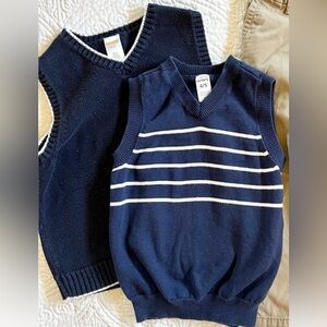 Boys 2 navy blue cotton vests